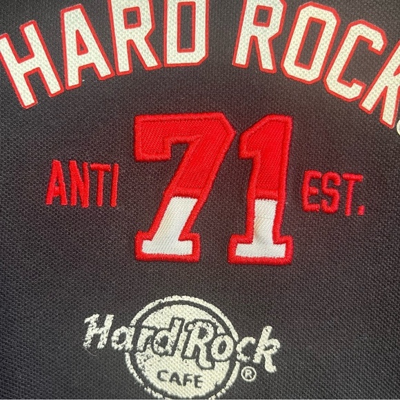 Men's Nashville Hard Rock Cafe Thick Polo Shirt Sz L Black Embroidered - Picture 3 of 16